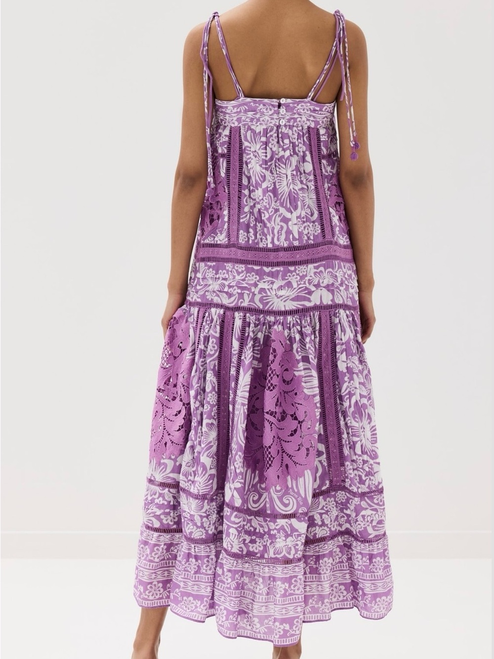 FARM Rio Sweet Garden Sleeveless Cotton Maxi Dress Sweet Garden Lilac XS - Picture 3 of 15